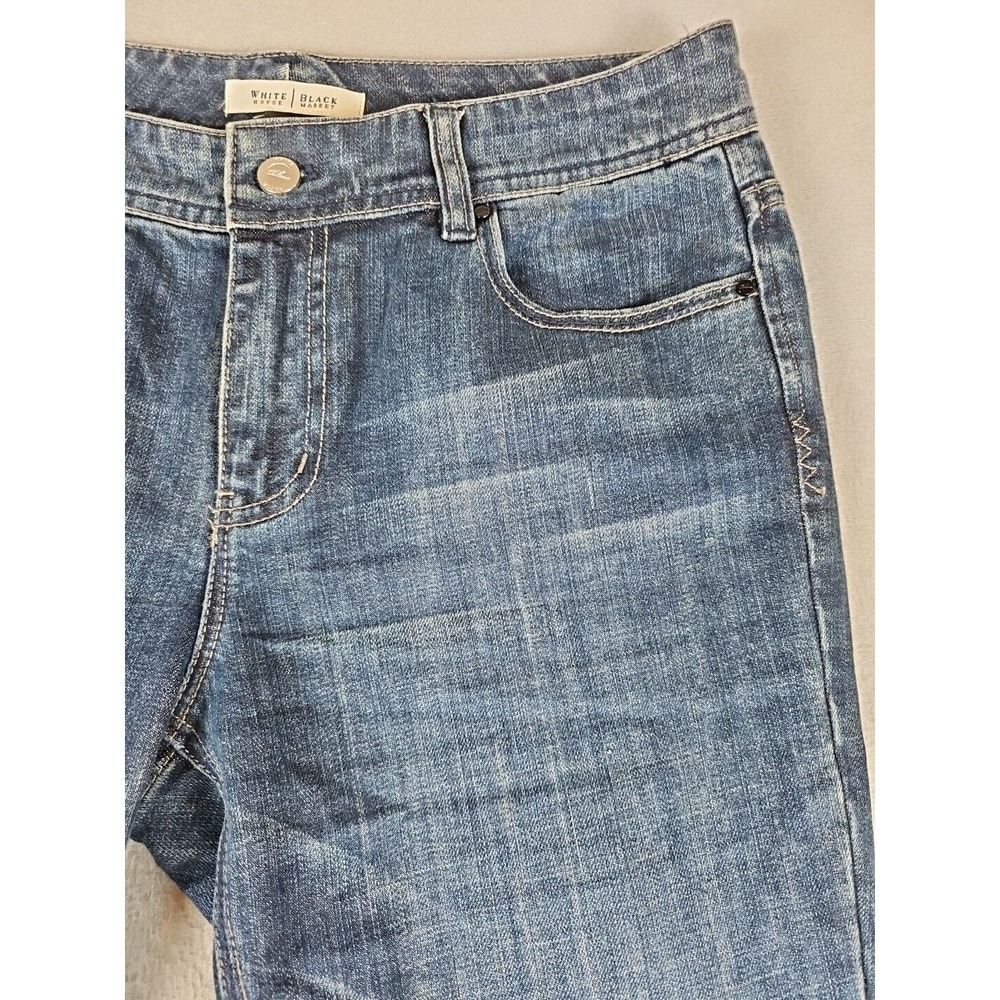 White House Black Market Jeans Size 6R Blanc Flare Leg Embroidered Pockets 31x33 - Picture 4 of 15
